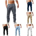 thumbnail image 1 of XIAONU Men's Straight Athletic Pants Elastic Waist Drawstring Side Pockets Casual Trousers, 1 of 9