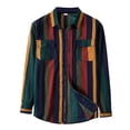 thumbnail image 1 of XIAONU Men's Striped Linen Blend Shirts Relaxed Fit Dual Pocket Button Down Top Breathable Retro Style Casual Shirt, 1 of 9