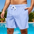 thumbnail image 1 of XIAONU Men's Striped Swim Shorts Elastic Drawstring Waistband Poolside Casual Board Shorts, 1 of 3