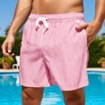 thumbnail image 1 of XIAONU Men's Striped Swim Shorts Elastic Drawstring Waistband Poolside Casual Board Shorts, 1 of 3