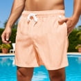 thumbnail image 1 of XIAONU Men's Striped Swim Shorts Elastic Drawstring Waistband Poolside Casual Board Shorts, 1 of 3