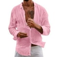 thumbnail image 1 of XIAONU Men's Textured Linen Shirt Loose Long Sleeve Collared Button Down Tops Lightweight Casual Vacation Shirts, 1 of 8