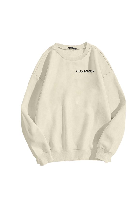 Men's Trendy Holiday Logo Print Hoodless Pullover Sweatshirt Fall Valentine's Day Casual Wear Tops