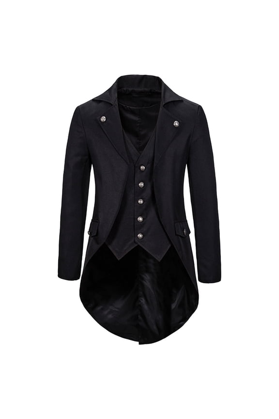 XIAONU Men's Victorian Tailcoat Jacket Double Lapel Long Sleeve Asymmetric Hem Coat Stretchy Party Halloween Vintage Casual Coat