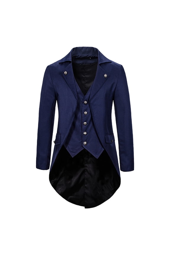 XIAONU Men's Victorian Tailcoat Jacket Double Lapel Long Sleeve Asymmetric Hem Coat Stretchy Party Halloween Vintage Casual Coat