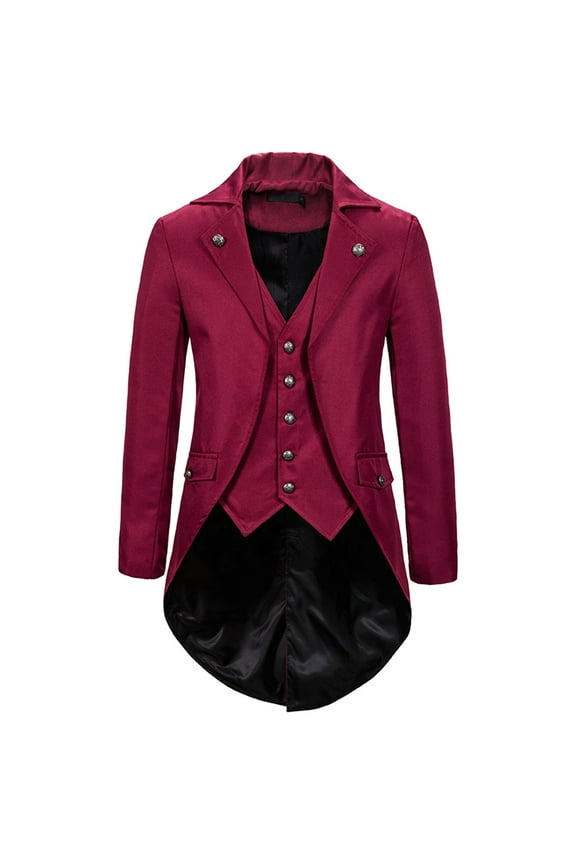 Men's Vintage Tailcoat Formal Dress Coat Tailored Long Sleeve Lapel Swallowtail Jacket Business Retro Party Tuxedo Outerwear