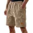 thumbnail image 1 of XIAONU Men's Waffle Knit Lounge Shorts Drawstring High Waist Knee-Length Shorts Soft Casual Daily Wear Shorts, 1 of 5
