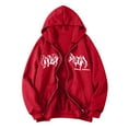 thumbnail image 1 of XIAONU Men's Zip Up Hoodie Long Sleeve Drawstring Hooded Letter Print Sweatshirt Cozy Streetwear Daily Hoodies, 1 of 9