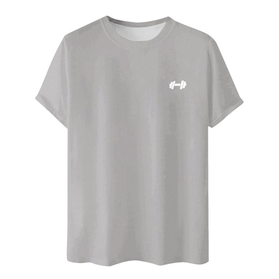 XIAONU Mens Dumbbell Print T-Shirt Short Sleeve Crewneck Pullover Tee Breathable Sporty Workout T-Shirts