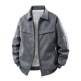 thumbnail image 1 of XIAONU Mens Lined Multi Zip Suede Jacket Turn-Down Collar Street Winter Outer Coat, 1 of 9