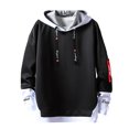 thumbnail image 1 of XIAONU Mens Hoodies False Two-Piece Comfortable Drawstring Hooded Sweatshirt Color-Blocked Casual Long-Sleeve Pullover Hoodie, 1 of 4