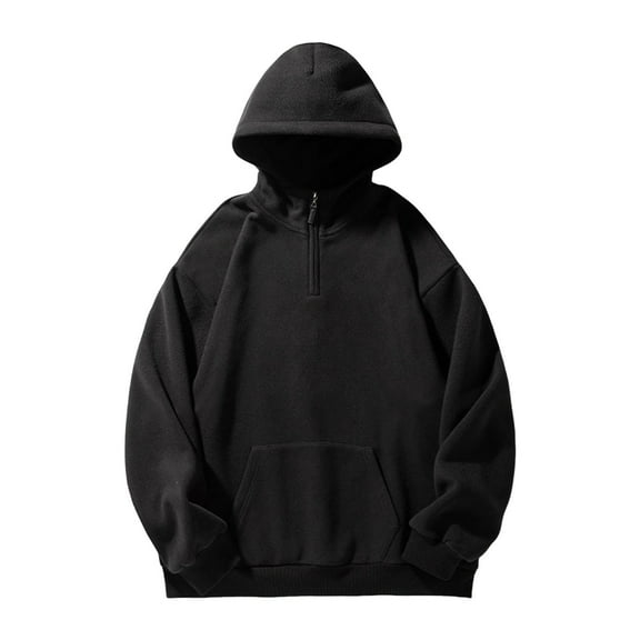 XIAONU Mens Hoodies Front Kangaroo Pocket Vintage Half Zip Hooded Sweatshirt Loose Long Sleeves Oversized Hoodie Outdoor Activities