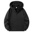 thumbnail image 1 of XIAONU Mens Hoodies Half Chest Button Long Sleeve Hoodie Winter Warm Pullover Casual Solid Color Hooded Sweatshirt Streetwear, 1 of 3