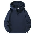thumbnail image 1 of XIAONU Mens Hoodies Half Chest Button Long Sleeve Hoodie Winter Warm Pullover Casual Solid Color Hooded Sweatshirt Streetwear, 1 of 3