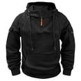 thumbnail image 1 of XIAONU Mens Hoodies Half Zipper Kangaroo Pocket Drawsting Hooded Solid Color Vintage Long Sleeves Hoodies Sweatshirts, 1 of 3