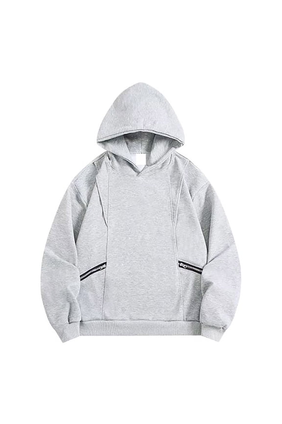 Mens Hoodies High Street Zip Up Hoodie Sweatshirts With Pockets Loose Fit Casual Pullover Hooded For Streetwear