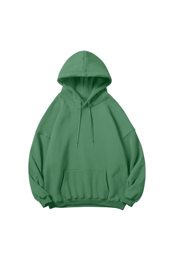 Mens Hoodies Kangaroo Pocket Drop Shoulder Loose Hooded Sweatshirts Solid Color Long Sleeves Pullover Hoodie