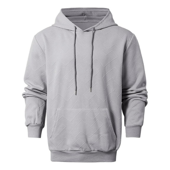 XIAONU Mens Hoodies Kangaroo Pocket Trend Drawsting Hoodie Sweatshirts Solid Color Loose Long Sleeves Pullover Hooded