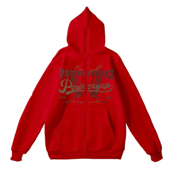 XIAONU Mens Hoodies Letter Printed Full Face Zipper Hoodie Sweatshirts Vintage Casual Loose Long Sleeves Hooded Jacket