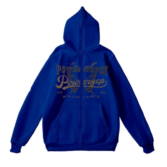 XIAONU Mens Hoodies Letter Printed Full Face Zipper Hoodie Sweatshirts Vintage Casual Loose Long Sleeves Hooded Jacket