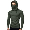 thumbnail image 1 of XIAONU Mens Hoodies Slim Fit Hooded Face Covering Sweatshirt Men Solid Color Long-Sleeve Trendy Pullover Hoodie, 1 of 8