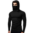 thumbnail image 1 of XIAONU Mens Hoodies Slim Fit Hooded Face Covering Sweatshirt Men Solid Color Long-Sleeve Trendy Pullover Hoodie, 1 of 4