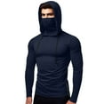 thumbnail image 1 of XIAONU Mens Hoodies Slim Fit Hooded Face Covering Sweatshirt Men Solid Color Long-Sleeve Trendy Pullover Hoodie, 1 of 4