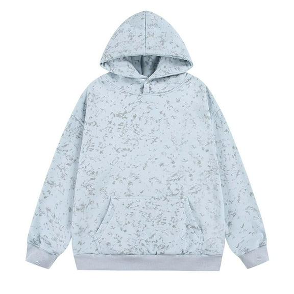 XIAONU Mens Hoodies Tie-Dye Printed Hooded Pullover Sweatshirt Loose Long Sleeve With Pockets Casual Sweatshirt