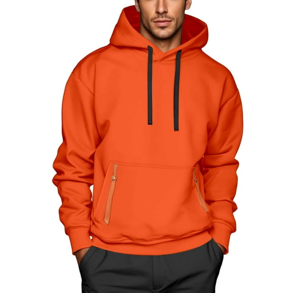 XIAONU Mens Hoodies Trendy Oversize Drawsting Kangaroo Pocket Hooded Casual Loose Fit Pullover Warm Hoodies Sweatshirts