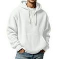 thumbnail image 1 of XIAONU Mens Hoodies Waffle Knit Half-Zip Drawstring Hooded Sweatshirts Loose Fit Long Sleeve Solid Color Oversized Streetwear White XXXL, 1 of 4