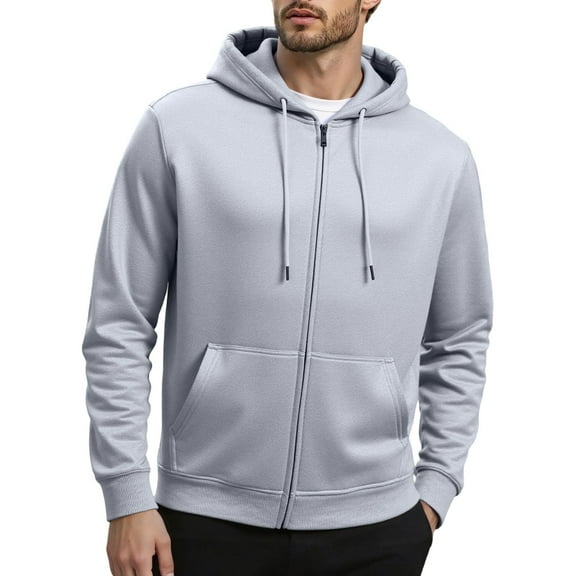 XIAONU Mens Hoodies Winter Electric Heating Hoodie Sweatshirts Solid Color Long Sleeves Zipper Hooded With Pockets