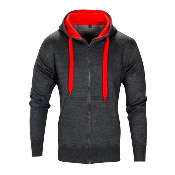 XIAONU Mens Hoodies Zippered Front Drawstring Hooded Sweatshirt Slim-Fit Long-Sleeve -Hop Trend Hoodie Tops
