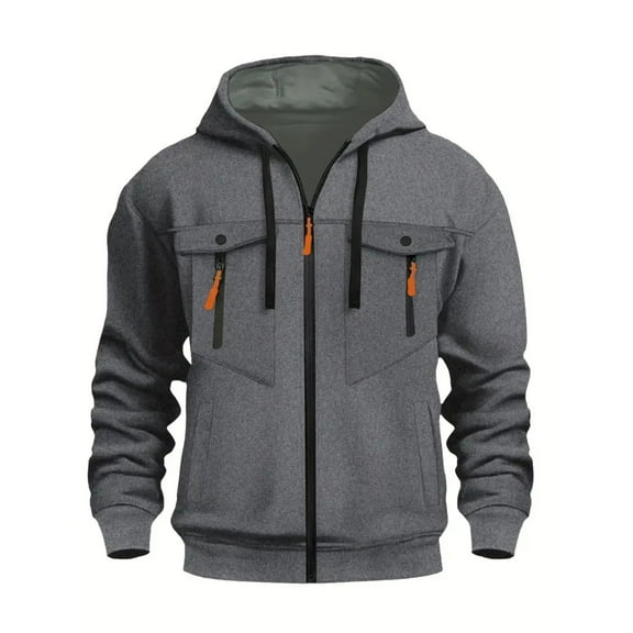 XIAONU Mens Hoodies Zippered Front Drawstring Hooded Sweatshirt With Pockets Fleece Warm Solid Color Hoodie Jacket