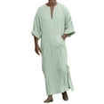 thumbnail image 1 of XIAONU Mens Kaftan Loose Roll Sleeve V Neck Pullover Tunic Lightweight Relaxed Vacation Loungewear Robe, 1 of 5
