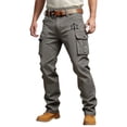 thumbnail image 1 of XIAONU Mens Letter Embroidered Cargo Pants Relaxed Fit Full Length Belted Trousers Breathable Edgy Western Bottoms, 1 of 5