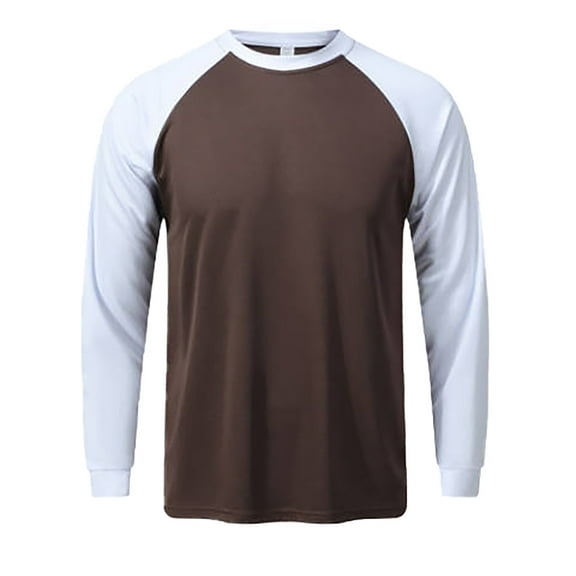 XIAONU Mens Long-Sleeve Contrast-Raglan T-Shirt Lightweight Casual Top Breathable Daily Gym Everyday Wear