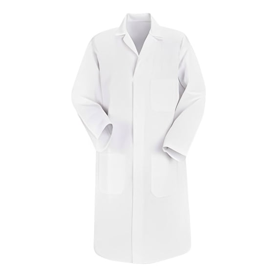 XIAONU Mens Multi Pocket Lab Coat Long Sleeve Notched Collar Buttoned Lab Jacket Stain Resistant Professional Lab Coats