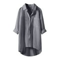 thumbnail image 1 of XIAONU Mens Pocketed Textured Oversized Shirt 3/4 Sleeves Collared Button Down Top Airy Minimalist Daily Shirts, 1 of 4