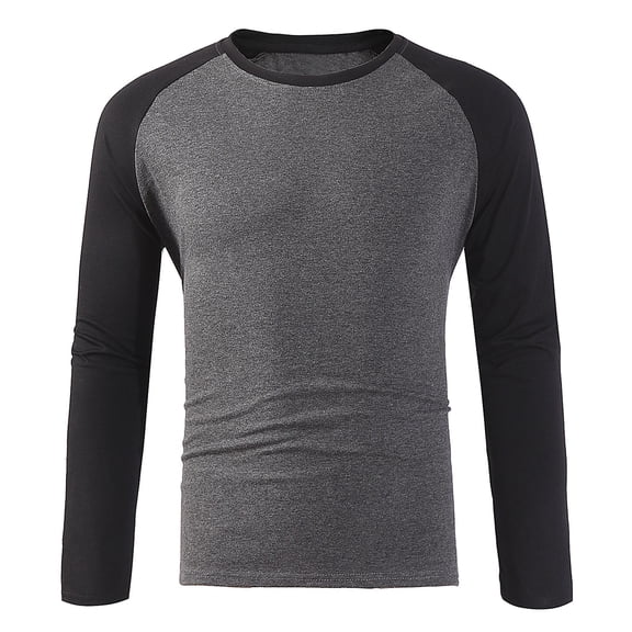 XIAONU Mens Raglan Long-Sleeve T Shirt Slim-Fit Crewneck Base Layer Top Versatile Daily Active Wear Tee