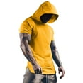 thumbnail image 1 of XIAONU Mens Raglan Sleeve Hooded Tee Fitted Short Sleeve Hooded Pullover Shirt Quickdry Athletic Gym Tees, 1 of 4