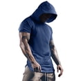 thumbnail image 1 of XIAONU Mens Raglan Sleeve Hooded Tee Fitted Short Sleeve Hooded Pullover Shirt Quickdry Athletic Gym Tees, 1 of 4