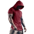 thumbnail image 1 of XIAONU Mens Raglan Sleeve Hooded Tee Fitted Short Sleeve Hooded Pullover Shirt Quickdry Athletic Gym Tees, 1 of 4