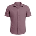 thumbnail image 1 of XIAONU Mens Short Sleeve Button Down Shirt Solid Casual Lightweight Business Daily Wear Tops, 1 of 4