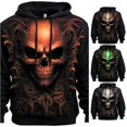 thumbnail image 1 of XIAONU Mens Skull Graphic Print Hoodie Oversized Front Pocket Night Out Long Sleeve Pullover Top, 1 of 3