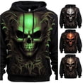 thumbnail image 1 of XIAONU Mens Skull Graphic Print Hoodie Oversized Front Pocket Night Out Long Sleeve Pullover Top, 1 of 3