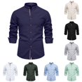 thumbnail image 1 of XIAONU Mens Solid Button Down Shirts Mandarin Collar Regular Fit Shirts Lightweight Office Casual Tops, 1 of 3