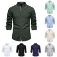 thumbnail image 1 of XIAONU Mens Solid Button Down Shirts Mandarin Collar Regular Fit Shirts Lightweight Office Casual Tops, 1 of 3