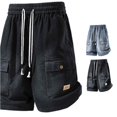 thumbnail image 1 of XIAONU Mens Solid Denim Shorts Elastic Waist Side Pockets Shorts, 1 of 5