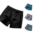 thumbnail image 1 of XIAONU Mens Solid Shorts Elastic Waist Zipper Pockets Shorts, 1 of 4