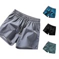 thumbnail image 1 of XIAONU Mens Solid Shorts Elastic Waist Zipper Pockets Shorts, 1 of 4